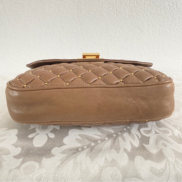 Treesje brown Quilted Gold Studded flap chain strap Crossbody Bag - Picture 4 of 14